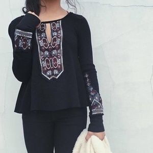 Free People Marion top Embroidered Thermal